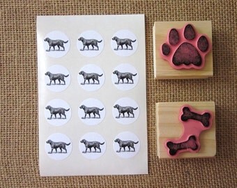 Black Labrador Retriever Dog Stickers One Inch Round Seals