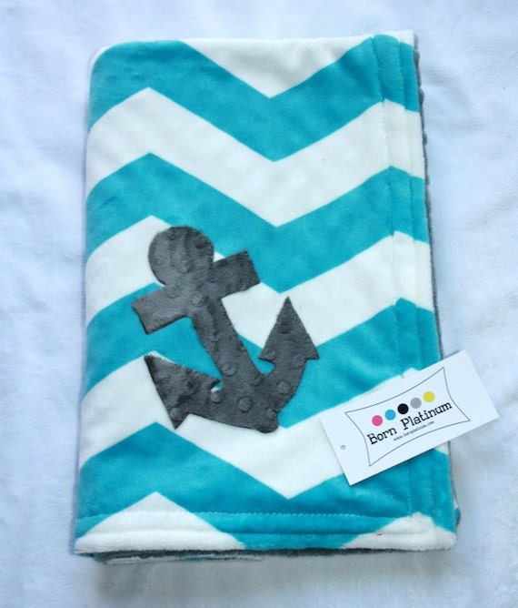 Nautical Minky Blanket... Anchors Away by BornPlatinum on Etsy