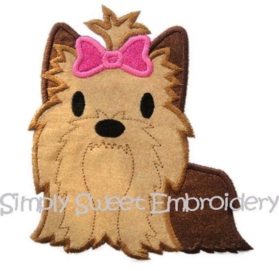 Yorkie Puppy Machine Embroidery Applique Design