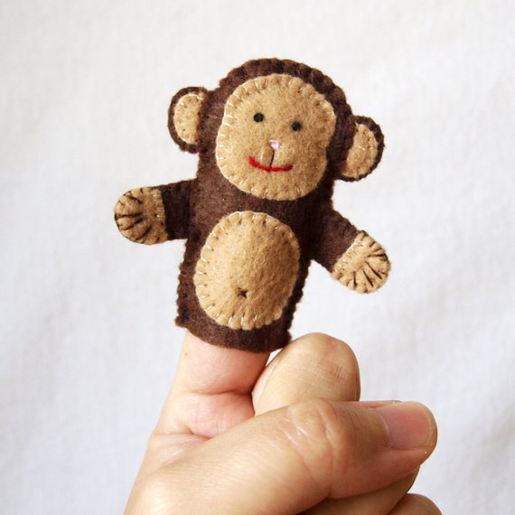Felt finger puppet monkey animal puppet by KendrickStorytime