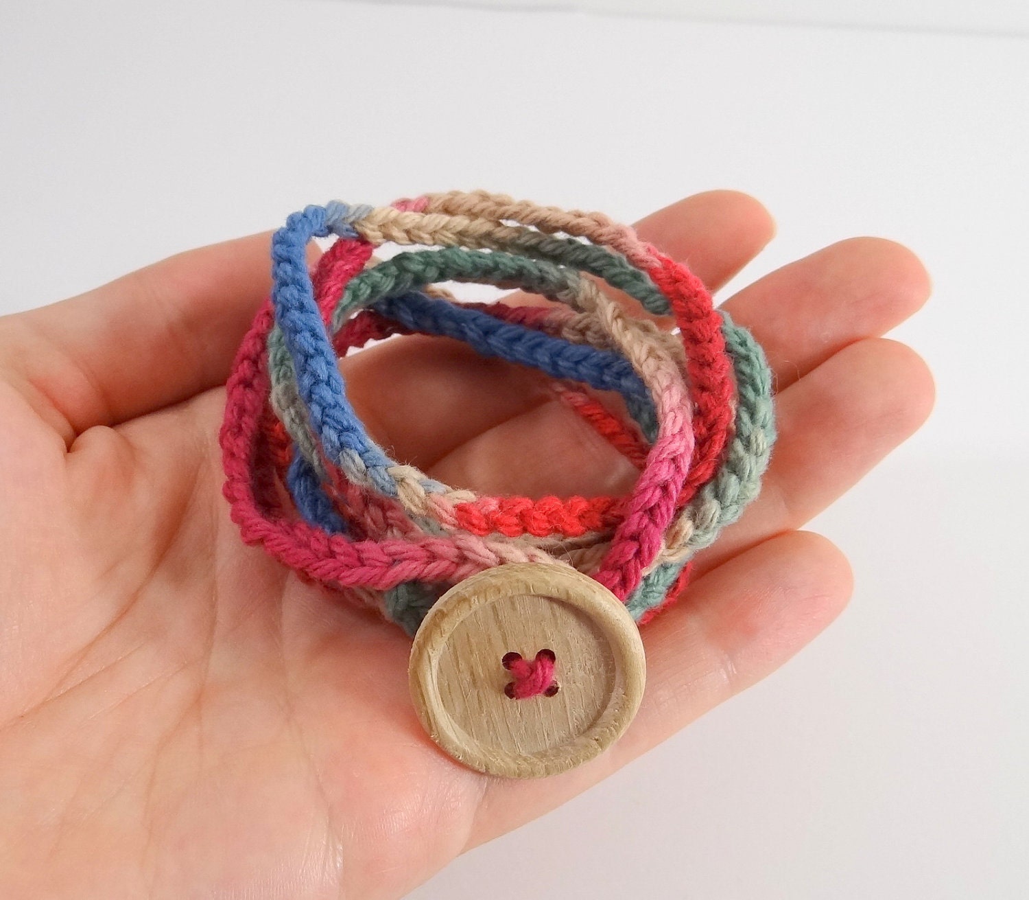 Yarn Wrap Bracelet Crochet Cotton Yarn Bracelet by TheJewelryBlock