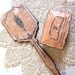 Antique Celluloid Peach Vanity Box and Hand Mirror Set