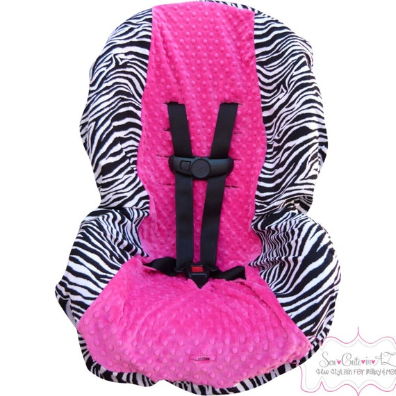 Zebra with Hot Pink Toddler Car Seat Cover by sewcuteinaz on Etsy