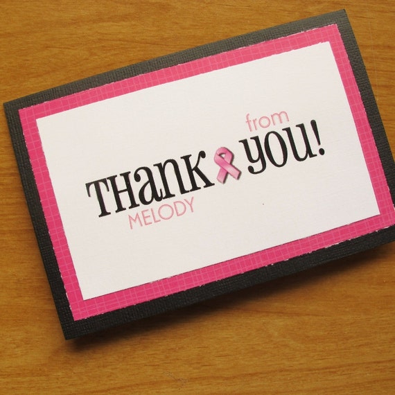 Thank You Card SET of 6, Breast Cancer, Personalized