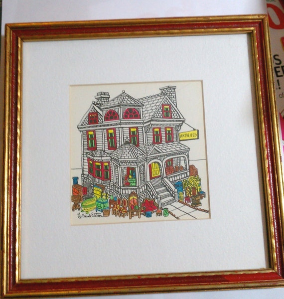 Beautiful J. Paul Eaton Original Pen and Ink of Vicotrian