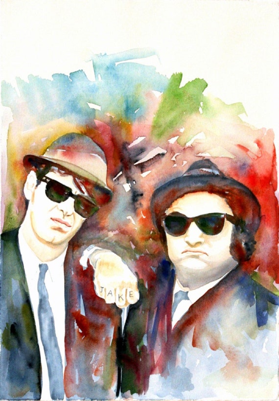 The Blues Brothers Art Print Watercolor Painting John