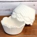 White Petal Cupcake Liners, Scallop Edge Baking Cups, Cupcake Cases (250 BULK PACK)