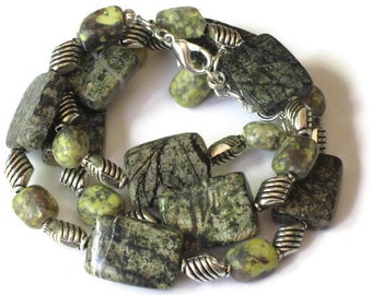 Green Rainforest Marble & Lepidolite Necklace, Gifts for Women Mom Wife Sister Daughter Grandma Teacher Under 30, Stocking Stuffers