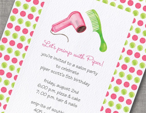 Hair Salon Birthday Party Invitations 1