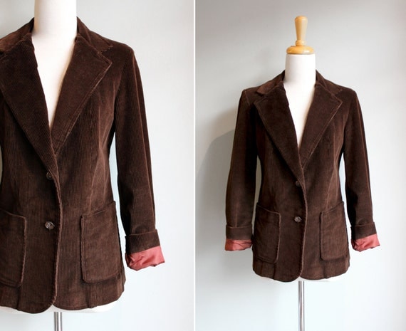 Vintage Chocolate Brown Corduroy Blazer