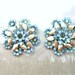 Vintage 1940's Coro Blue Flower Rhinestone Clip On Earrings - Wedding Earrings - VisionsOfOlde