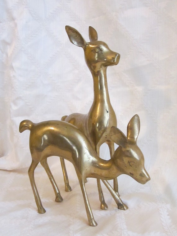 Vintage Brass Deer Pair by MendozamVintage on Etsy