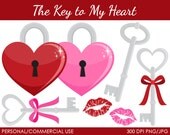 Key to My Heart Clipart - Digital Clip Art Graphics for Personal or Commercial Use Il_170x135