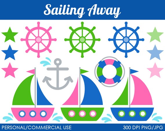 Sailing Away Clipart - Digital Clip Art Graphics for Personal or Commercial Use Il_570xn