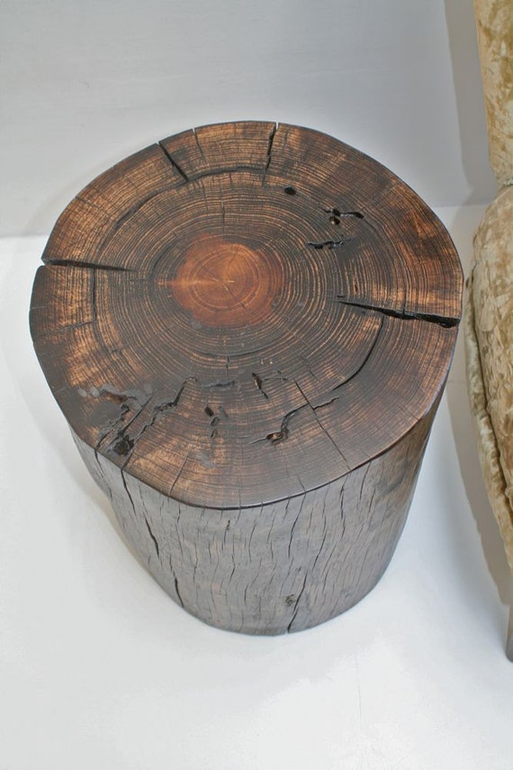 Tree Stump Night Stand Ebony Washed End Table