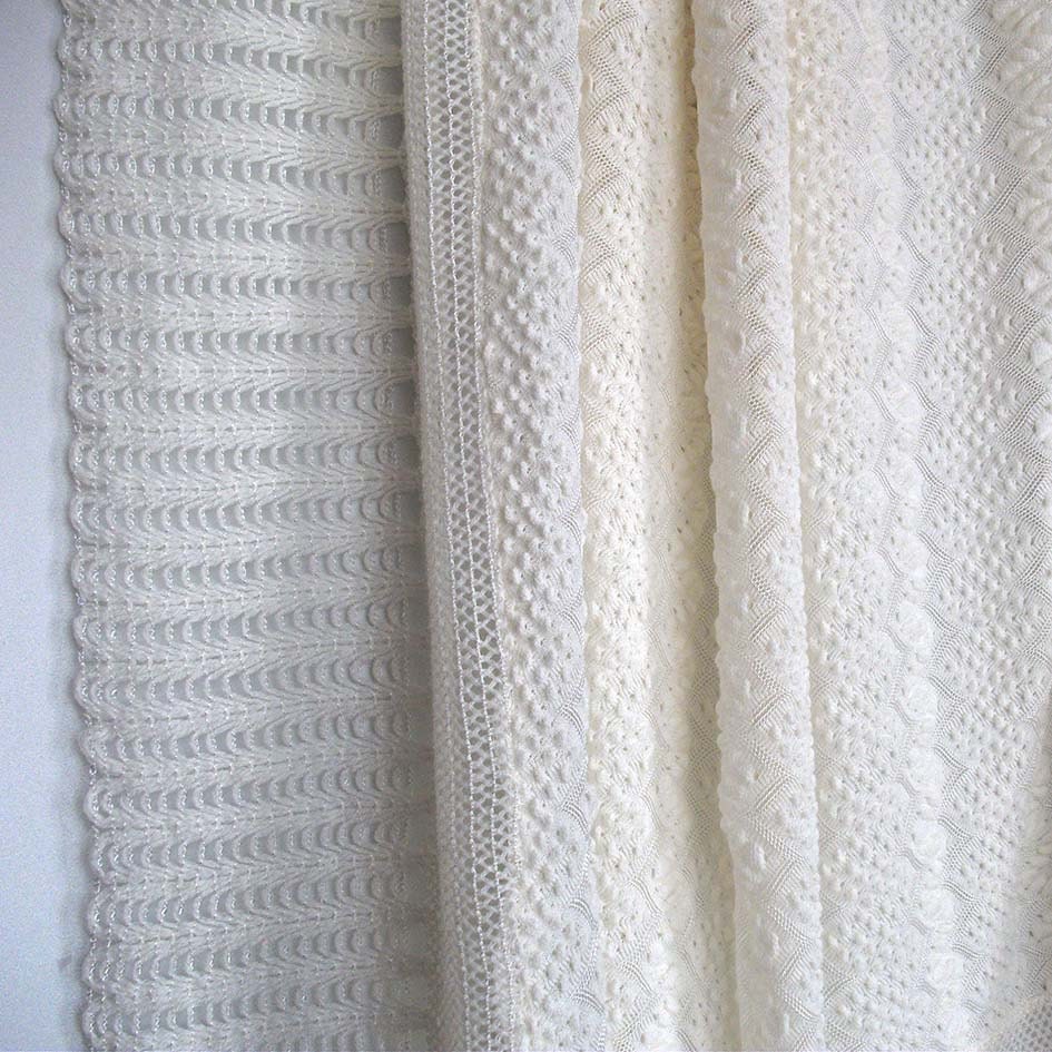 White Knit Baby Blanket 1950's Vintage Bed Cover