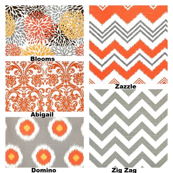 Orange Gray Pillow Covers Decorative Throw by fabricjunkie1640