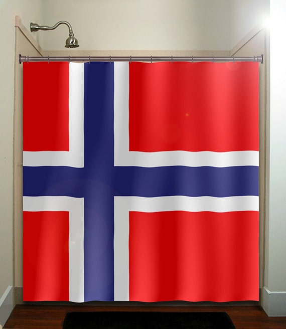Items similar to Norway flag shower curtain bathroom decor fabric kids