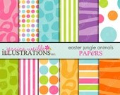 Easter Jungle Animals Cute Digital Papers Backgrounds for Invitations, Card Design, Scrapbooking, and Web Design Il_170x135