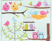 Birds of a Feather Cute Digital Clipart for Card Design, Scrapbooking, and Web Design Il_170x135