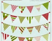 Traditional Christmas Bunting Cute Digital Clipart for Invitations, Card Design, Scrapbooking, and Web Design, Garland Bunting Clipart Il_170x135