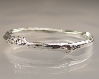 Twig Ring in Sterling Silver, Oxidized or Polished, Wedding Band