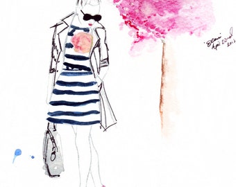 Watercolour fashion illustration Titled In Bloom