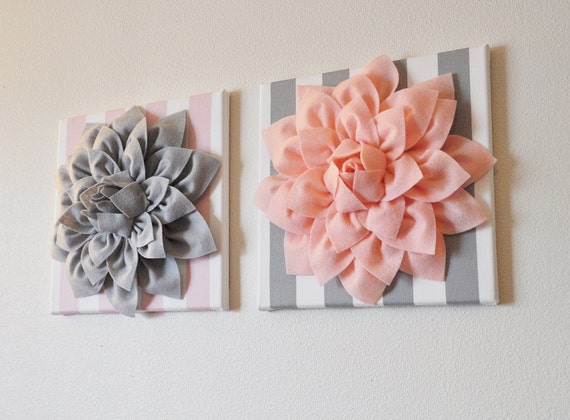 Pink and Gray Stripe Canvases