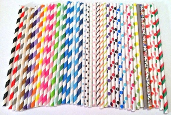 60 Biodegradable Paper Straws with a printable PDF pennant that you can customize.... You choose the colors ... over 40 styles