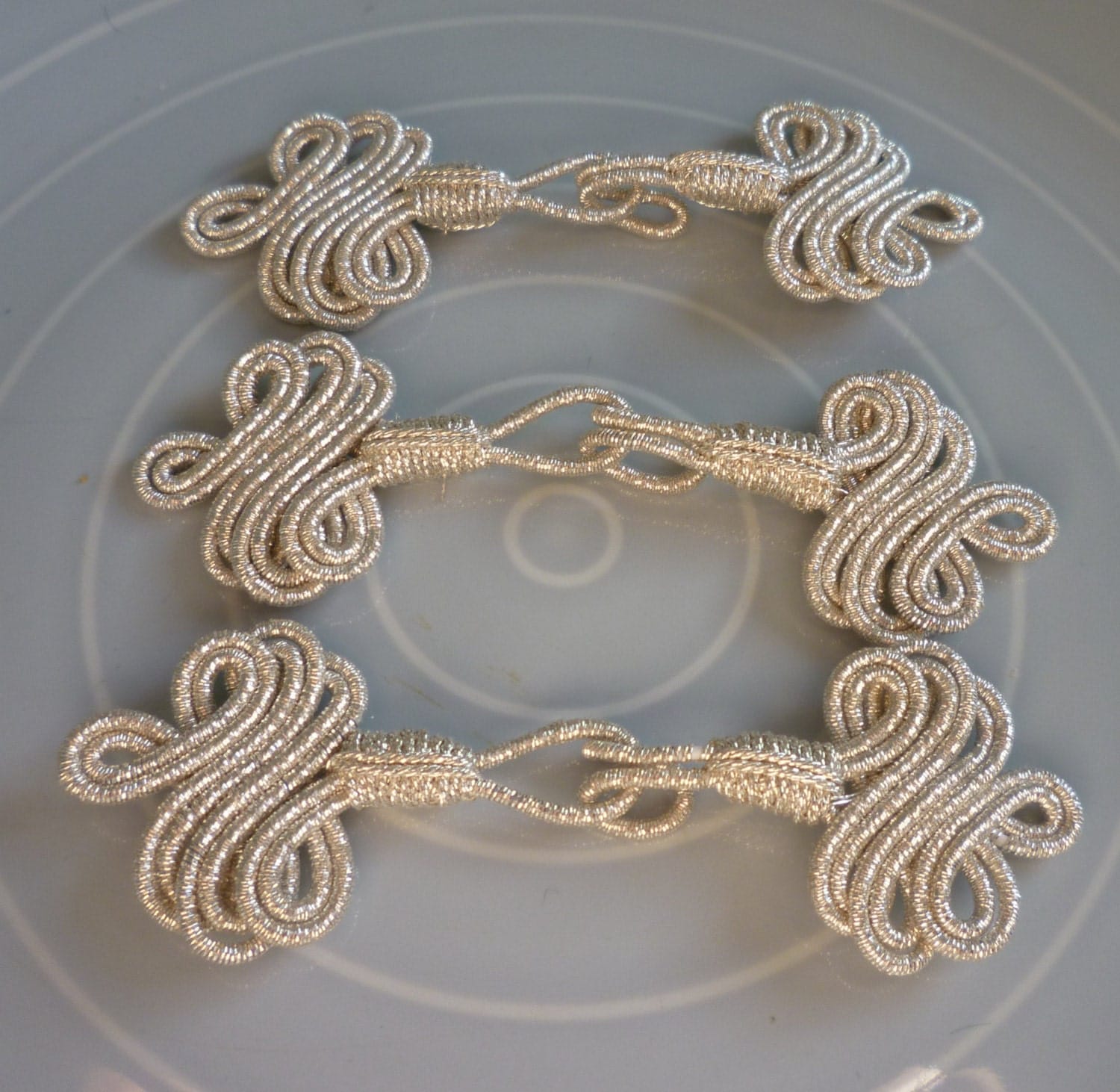 Moroccan decorative fasteners silver metallic set of 3