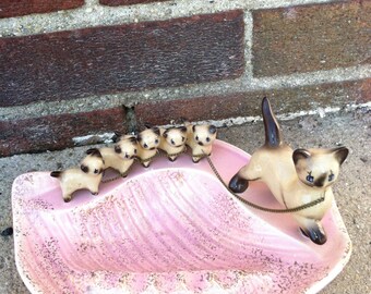 vintage ash tray trinket dish siamese
