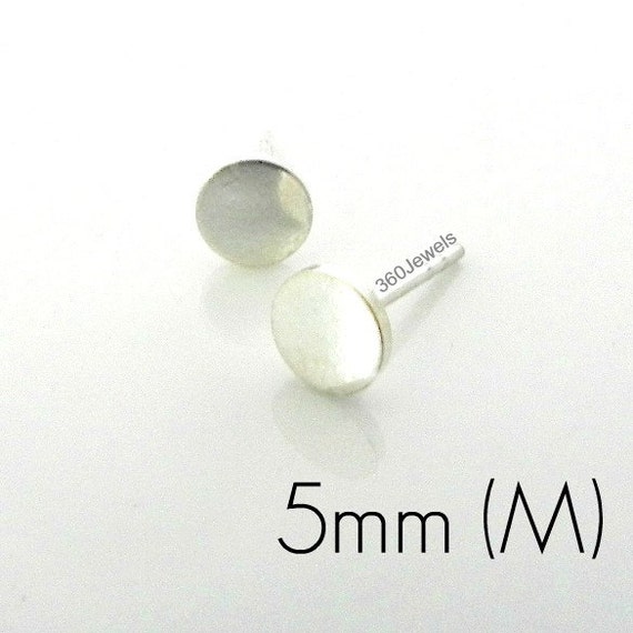 5mm Silver Disc Stud Earrings for Men Fake Plug Earrings