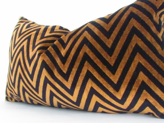 Black and Gold Pillow Cover Chevron Pillow Covers Velvet