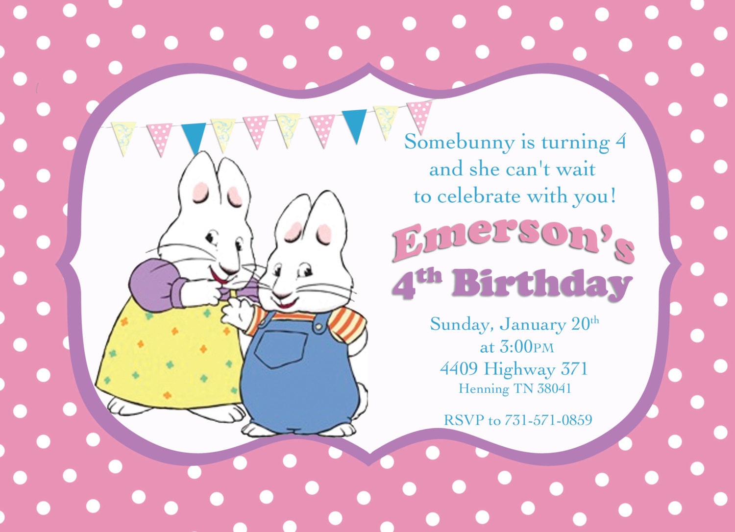 Max and Ruby Birthday Invitations by GingerSnapsOriginal on Etsy