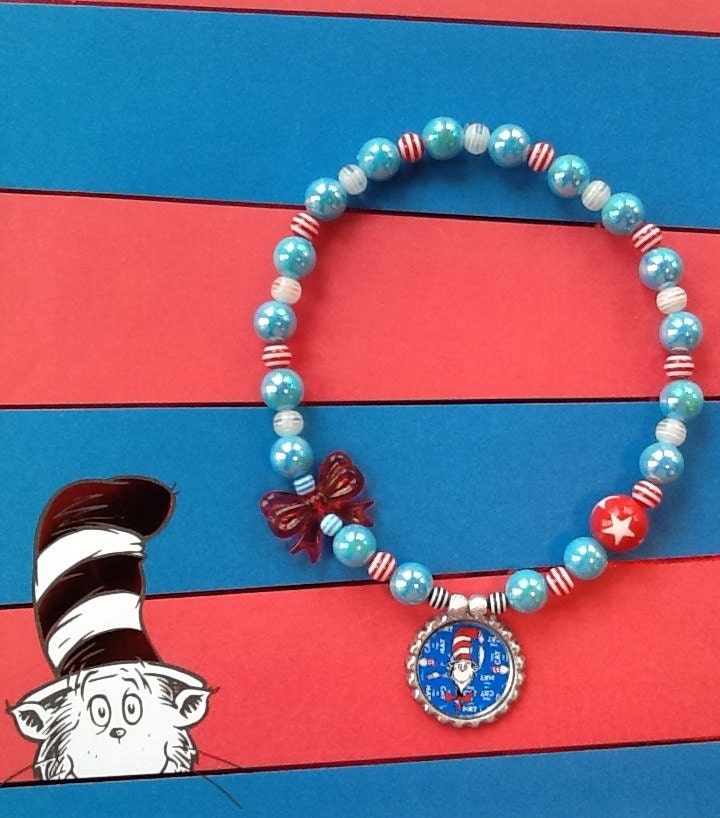 The Cat in Hat Stretch Necklace and Bracelet by GraceandGreenBeans