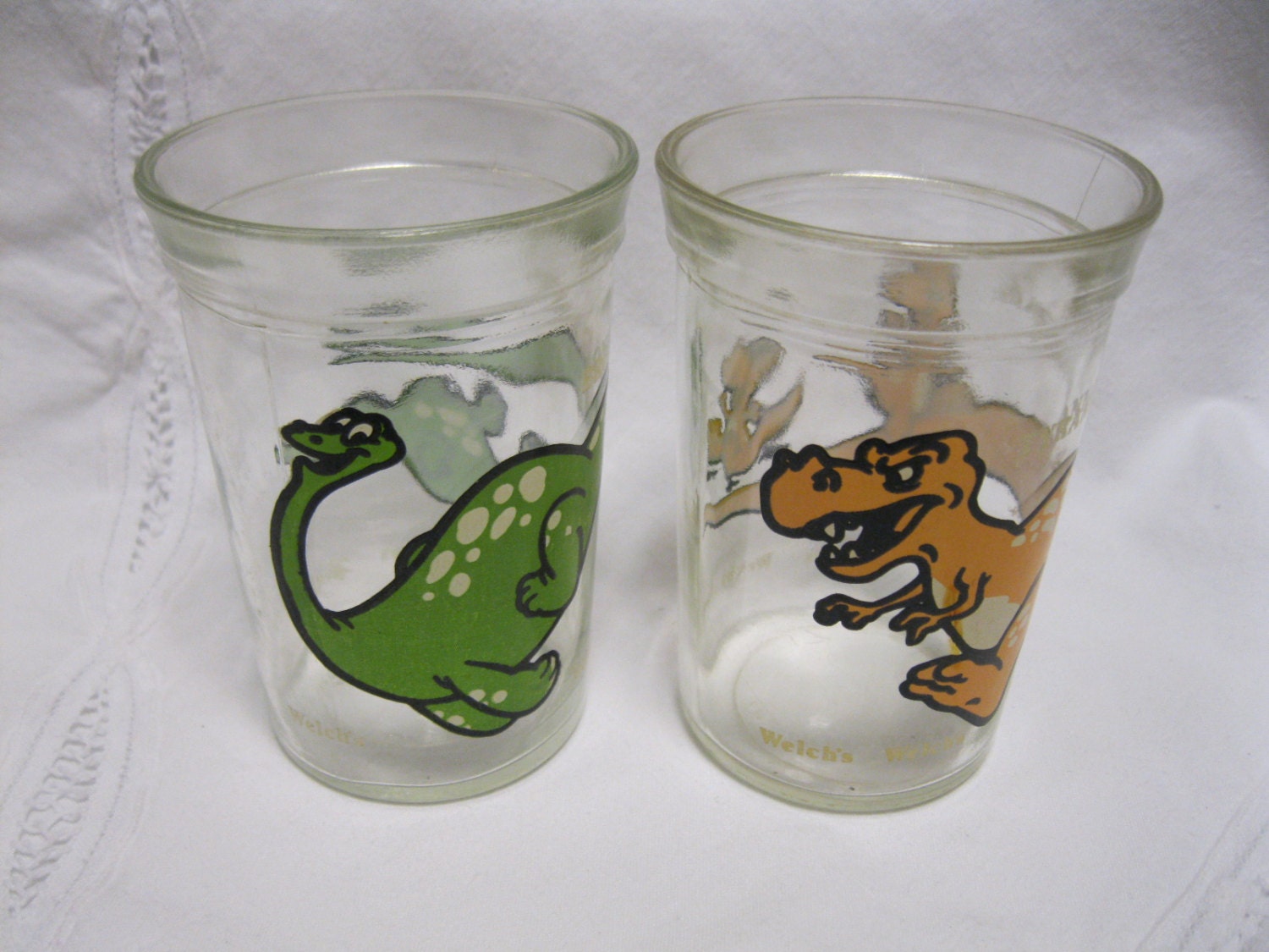 Vintage Welchs Dinosaur Glasses Jelly Juice Drinking 80s Set