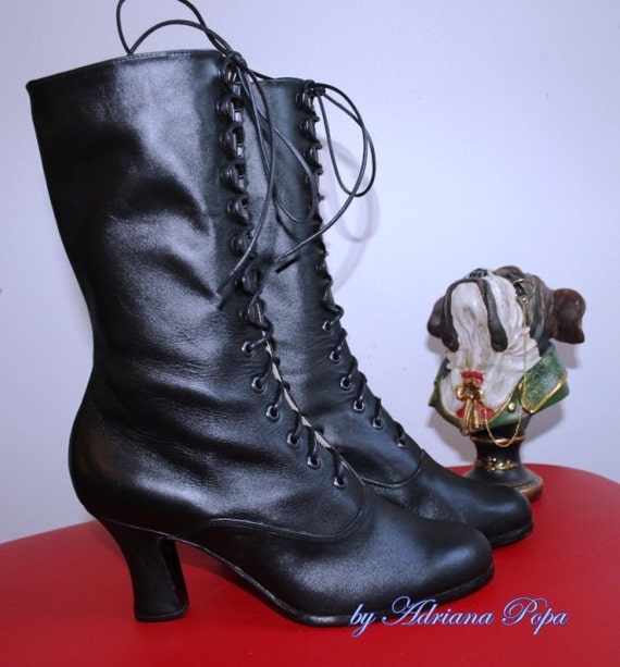 Victorian BOOTIES Victorian shoes Historical boots in black leather ...