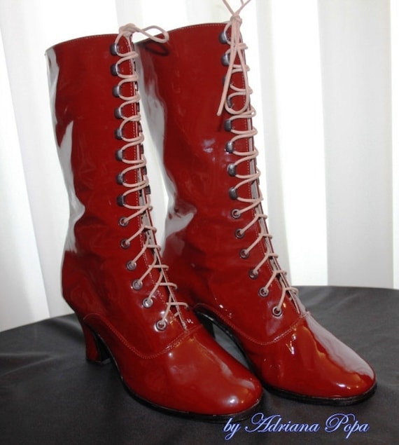 BIG SALE Victorian Boots Victorian Style Heeled Lace up Boots