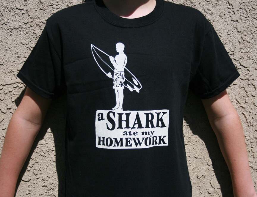 A shark ate my homework t shirt image