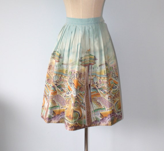 1960s Pleated Full Circle Skirt / Vintage 1962 High Waist