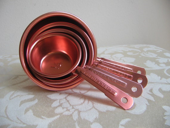 Dusty Set cups  Craft Copper Four,  Aluminum vintage Cups Measuring Vintage of aluminum  measuring Color