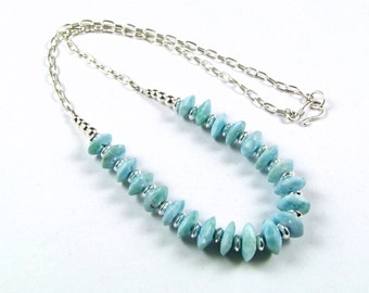 Larimar & Sterling Silver Necklace - N642B