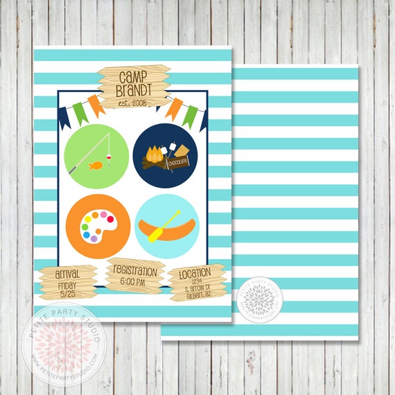 Summer Camp/Camping Printable Birthday Party Invitation - Petite Party Studio Il_570xn
