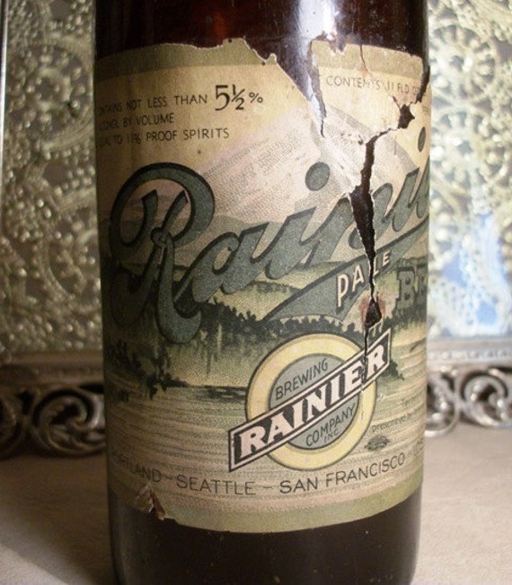 Old Rainier Pale Beer Bottle Dark Amber Brown Thick Glass