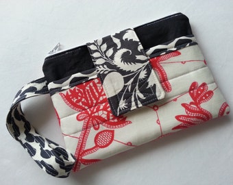 Wristlet / Clutch - Red and Black - Amy Butler Fabrics - fits a Samsung Galaxy S5