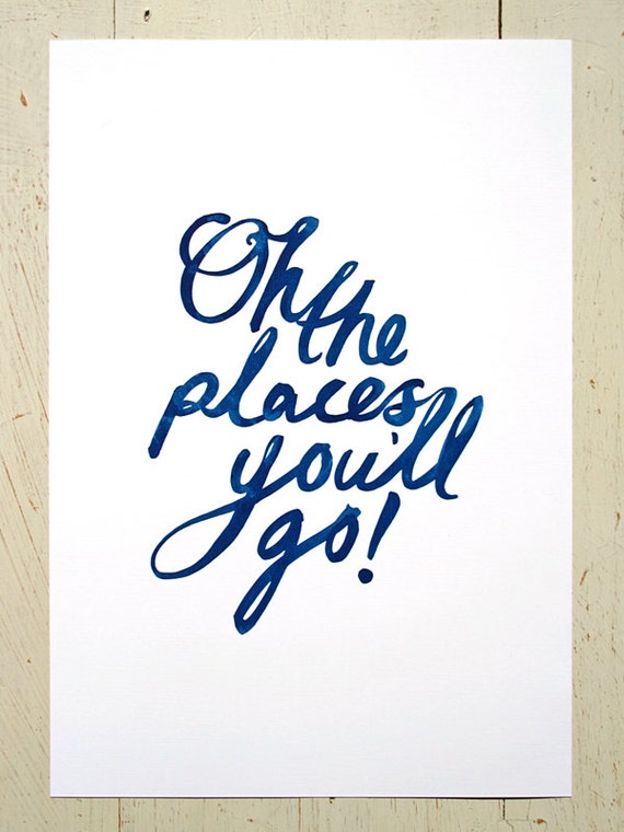 oh the places youll go typographic print navy blue