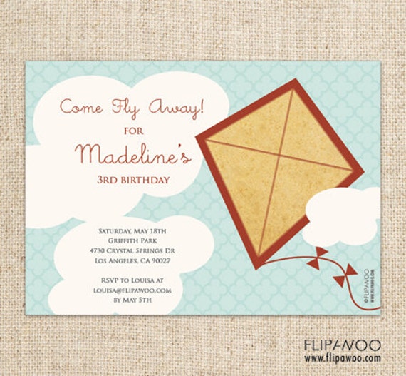 Kite Birthday Party or Shower Invitation by FLIPAWOO