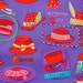 Red Hat Society Fabric Novelty Print Fabric Purple Red Vintage Sewing Fabric