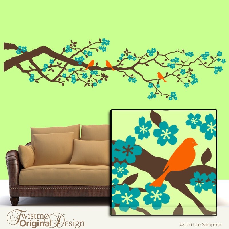 84 inch Cherry Blossoms Vinyl Wall Decal Large Wall Decal