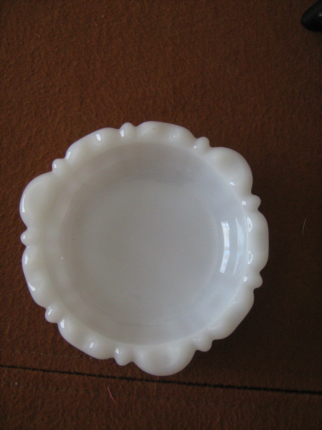 Milk Glass Small Scalloped Edge Serving Dish Haute Juice